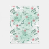 Waterverf roze bloemetjes en groene takken botanis fleece deken (Voorkant)