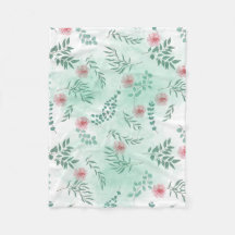 Waterverf roze bloemetjes en groene takken botanis