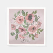 Waterverf Roze bloemetjes op Roze Servet (Voorkant)