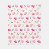 Waterverf roze bloemetjes rozen en pioenen fleece deken (Voorkant)