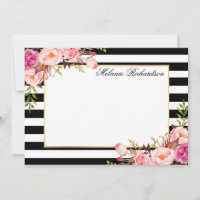 Waterverf roze bloemig elegant gestreept