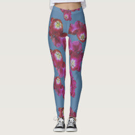 Waterverf Roze Bloemige Blauwe Botanische Leggings