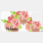 Waterverf Roze Bloemige Blush Roze Monogram   Case-Mate iPhone Case (Achterkant (horizontaal))