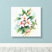 Waterverf Roze Bloemige Botanische Canvasprint Canvas Afdruk (Insitu (Houten vloer))
