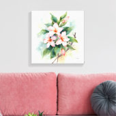 Waterverf Roze Bloemige Botanische Canvasprint Canvas Afdruk (Insitu (Woonkamer))