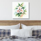 Waterverf Roze Bloemige Botanische Canvasprint Canvas Afdruk (Insitu (Slaapkamer))