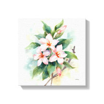 Waterverf Roze Bloemige Botanische Canvasprint