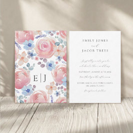 Waterverf Roze Bloemige & Botanische Trouwkaart Kaart