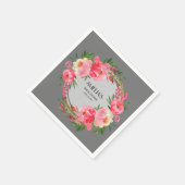 Waterverf Roze Bloemige Bruidsdouche Servet (Hoek)