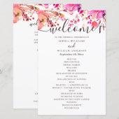 Waterverf roze bloemige bruiloft. Herfstprogramma (Voorkant / Achterkant)