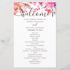 Waterverf roze bloemige bruiloft. Herfstprogramma