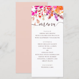 Waterverf roze bloemige bruiloft. Tuin botanisch Menu