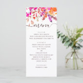 Waterverf roze bloemige bruiloft. Tuin botanisch Menu (Staand voorkant)
