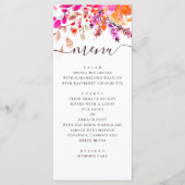 Waterverf roze bloemige bruiloft. Tuin botanisch Menu (Voorkant)