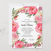 Waterverf Roze Bloemige Bruiloftsborrel Kaart (Voorkant)