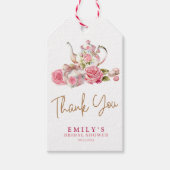 Waterverf roze bloemige bruiloftsdankje cadeaulabel (Voorkant)