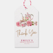 Waterverf roze bloemige bruiloftsdankje cadeaulabel (Achterkant)