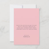 Waterverf roze bloemige bruiloftswelkom bedankkaart (Achterkant)