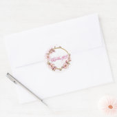 Waterverf Roze Bloemige Dank Je  Ronde Sticker (Envelop)