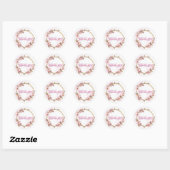 Waterverf Roze Bloemige Dank Je  Ronde Sticker (Vel)