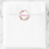 Waterverf Roze Bloemige Dank Je  Ronde Sticker (Tas)
