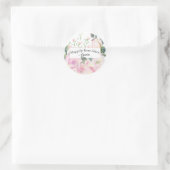 Waterverf Roze Bloemige Envelope Zegelstickers Ronde Sticker (Tas)