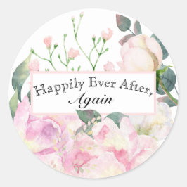 Waterverf Roze Bloemige Envelope Zegelstickers Ronde Sticker