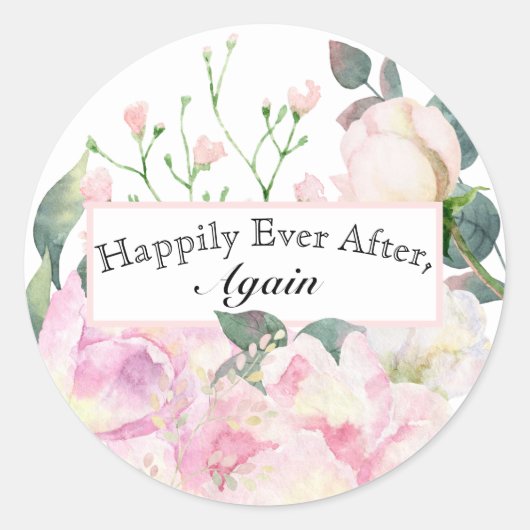 Waterverf Roze Bloemige Envelope Zegelstickers Ronde Sticker (Voorkant)