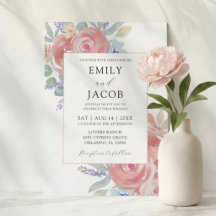 Waterverf Roze Bloemige Eucalyptus Bruiloft