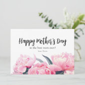 waterverf roze bloemige gelukkige moederdag kaart (Staand voorkant)