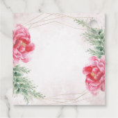 Waterverf Roze Bloemige Groene Huwelijk Bedankjes Labels (Achterkant)