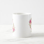 Waterverf Roze Bloemige Monogram Koffiemok (Center)