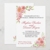 Waterverf Roze Bloemige Oefen Diner Uitnodigingen (Voorkant / Achterkant)