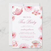 Waterverf Roze Bloemige Theepartij Bruidsfeest Kaart (Voorkant)