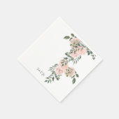 Waterverf Roze Bloemige Witte Bruiloft Cocktail Servet (Hoek)
