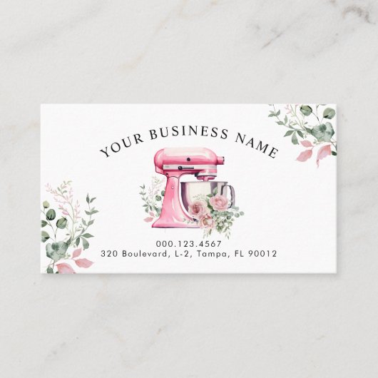 Waterverf Roze Bloemmenger Bakkerij Klantenkaartje (Voorkant)