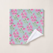 Waterverf Roze Bloemmotief Bad Handdoek (Wasdoekje)