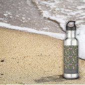 Waterverf roze bloemnaam waterfles 