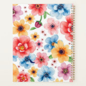 Waterverf roze bloempatroon monogram naam planner (Achterkant)