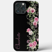 Waterverf roze bloemrand Case-Mate iPhone case (Achterkant)