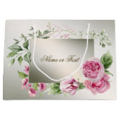 Waterverf Roze Bloemrijke Frame Glanzend Bronzen E Groot Cadeauzakje (Voorkant)