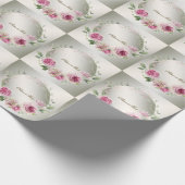 Waterverf Roze Bloemrijke Lijst Glanzend Brons Ele Cadeaupapier (Hoek)