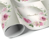 Waterverf Roze Bloemrijke Lijst Glanzend Brons Ele Cadeaupapier (Rol Hoek)