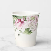 Waterverf Roze Bloemrijke Lijst Glanzend Bronzen F Papieren Bekers (Achterkant)