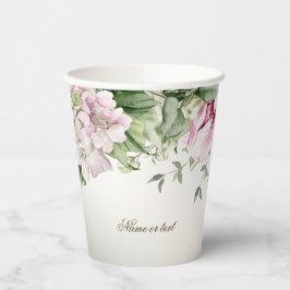 Waterverf Roze Bloemrijke Lijst Glanzend Bronzen F Papieren Bekers