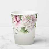 Waterverf Roze Bloemrijke Lijst Glanzend Bronzen F Papieren Bekers (Voorkant)