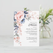 Waterverf Roze Bloemrijke Script Bruidsuitnodiging Kaart (Staand voorkant)