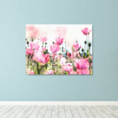 Waterverf roze bloemschilderij canvas afdruk (Insitu (Houten vloer))