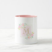 Waterverf Roze Bloemstuk Aangepaste Initiële Cadea Mok (Midden)