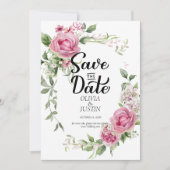 Waterverf Roze Bloemstuk Bruiloft Save The Date (Voorkant)
